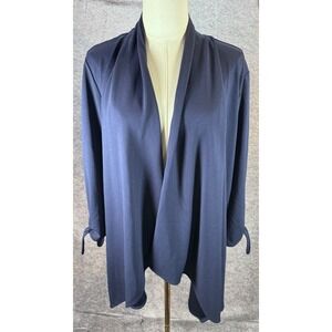 IMAN Women 1X Cardigan Blue Long Sleeve Chic Pullover Work Office Wear Stretch